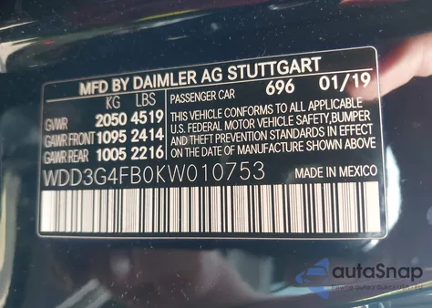 2019 Mercedes-Benz A 220 4Matic from USA, damaged, VIN WDD3G4FB0KW010753